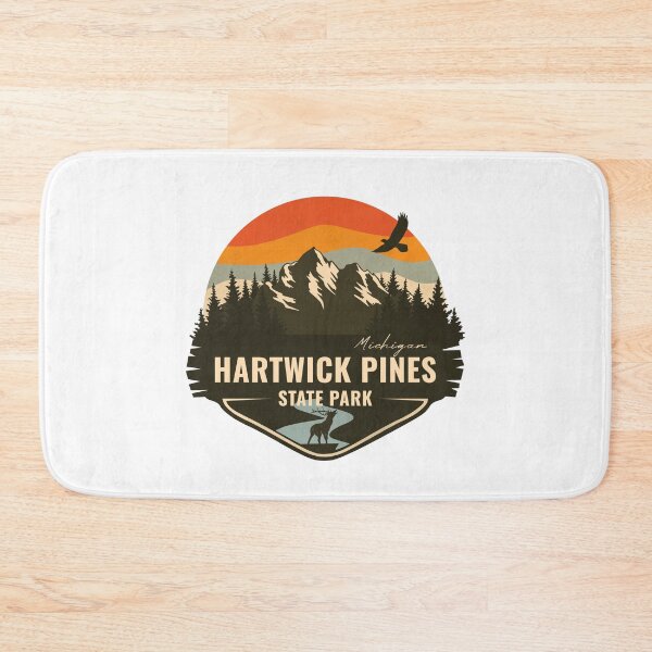Item preview, Hartwick Pines State Park Michigan - MI Retro Mountain Badge designed and sold by mountainfad.