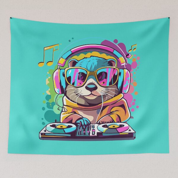 Item preview, DJ Otter cute kawaii animal 90s - music lovers designed and sold by Sara-Design2.