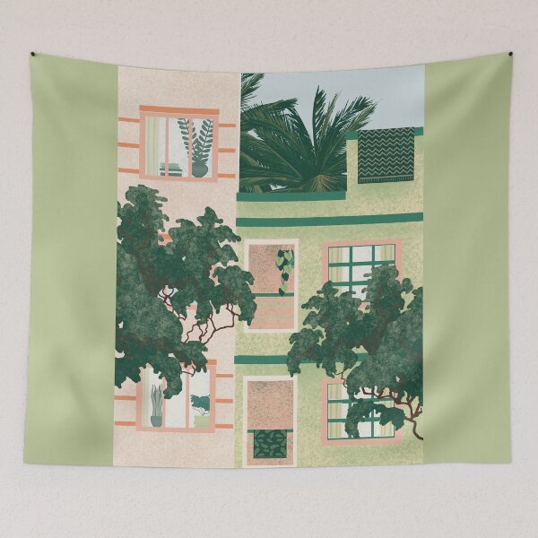 Item preview, Indian homes - green and pink designed and sold by GoodYarns.