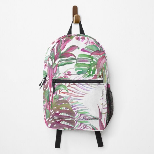 Item preview, Tropical colorful watercolor leaves composition. Exotic Monstera, cordyline, eucalyptus leaves summer print designed and sold by likapix.