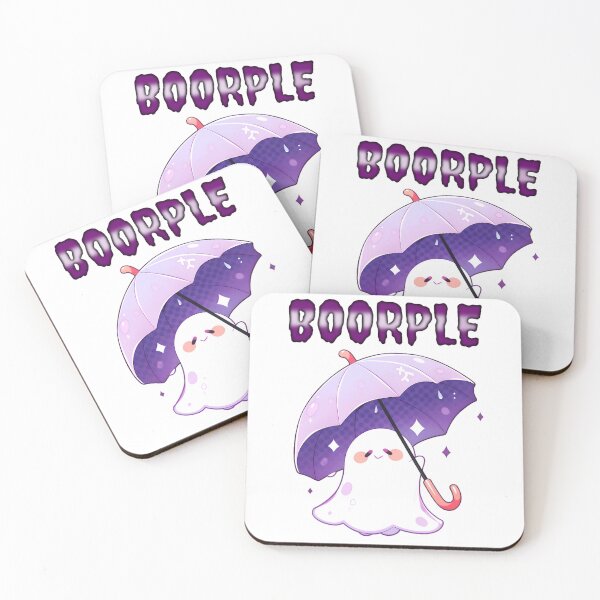 Item preview, Boorple Ghost Umbrella Halloween Boo Purple Laptop Sticker with Textured Shiny Dark Purple Text by Zeesdesign on Redbubble designed and sold by ZEESDESIGN.