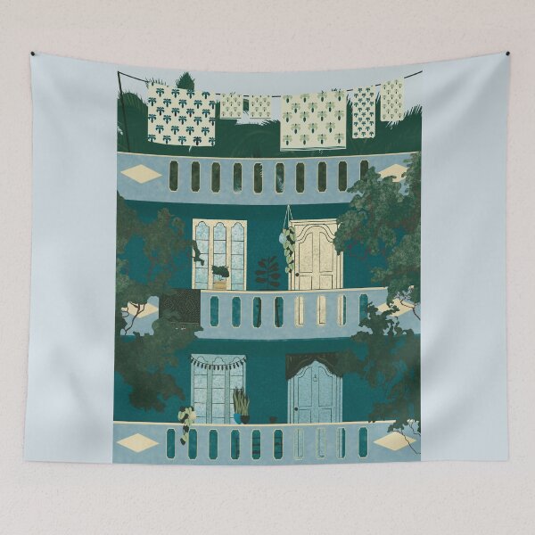 Item preview, Indian homes - blue designed and sold by GoodYarns.