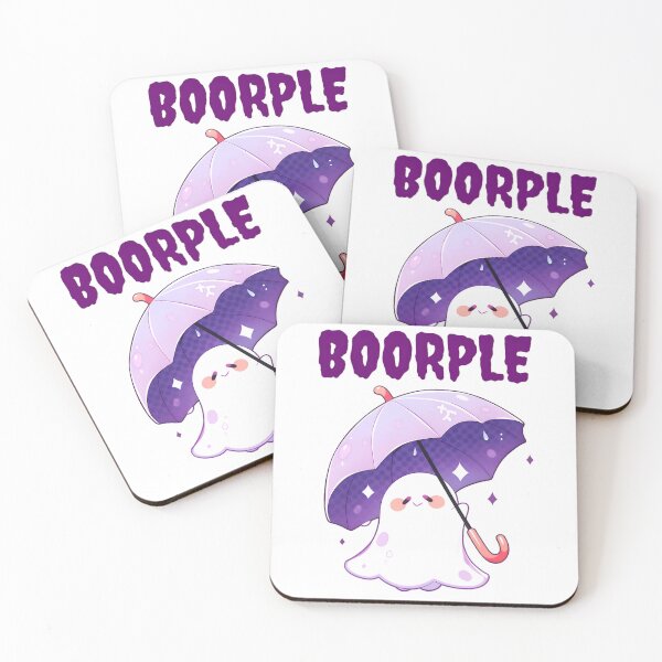 Item preview, Boorple Ghost Umbrella Halloween Purple Boo Laptop Sticker with Plain Dark Purple Text by Zeesdesign on Redbubble designed and sold by ZEESDESIGN.