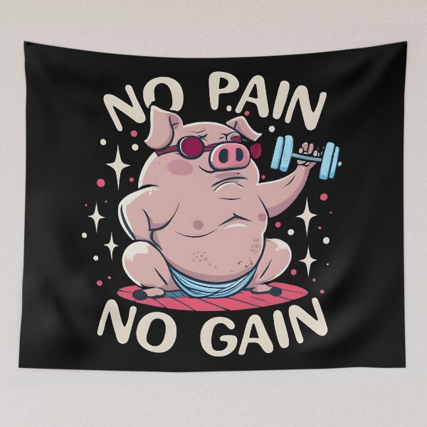 Item preview, No pain no gain ,Chubby Pig Working Out with Determination designed and sold by ratchawoot.