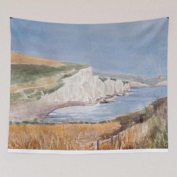 Item preview,  Seven Sisters cliffs near Brighton watercolor painting hand painted  designed and sold by ColorandColor.