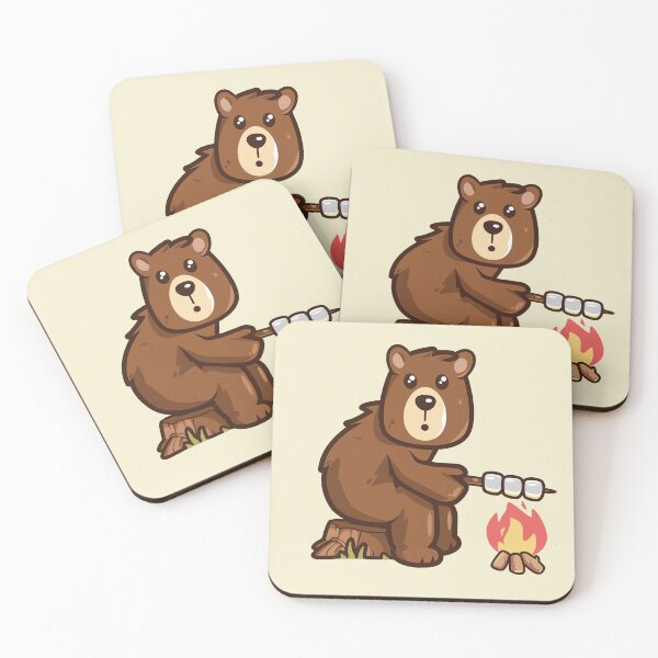 Item preview, Bear toasting marshmallows (on light colors) designed and sold by messy-nessie.