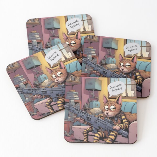 Item preview, Just in case dog shows up, funny cat meme designed and sold by coolkatia.