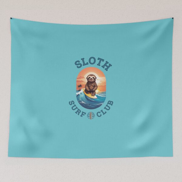 Item preview, Smiling cool sloth surfing on surfboard on the ocean designed and sold by CedricNorbinho.
