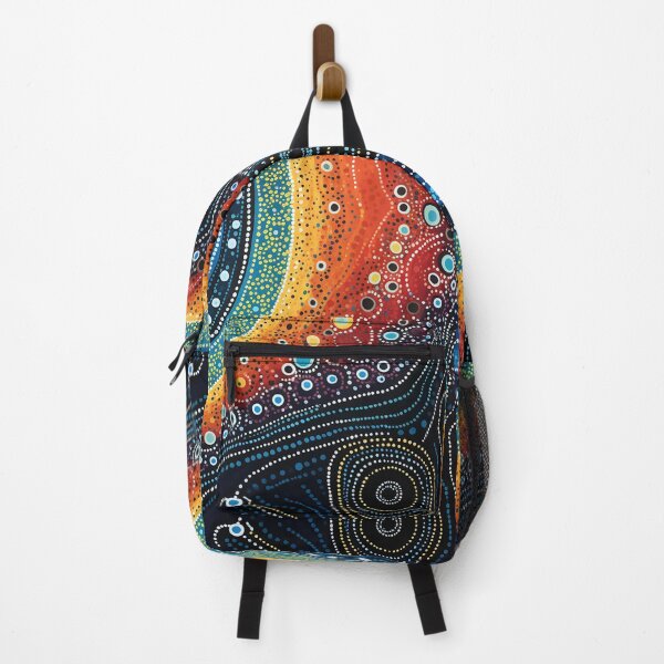 Item preview, Australian aboriginal art: An Aboriginal Tapestry of Blue, Red, Black, and Orange designed and sold by lantasticdesign.