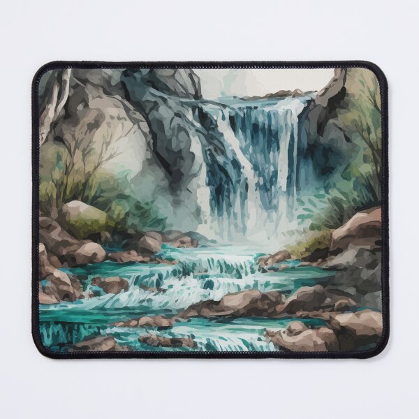 Artikelvorschau, Aquarell-Naturszene mit Wasserfall und Gebirgsbach entworfen und verkauft von StephanieWard.