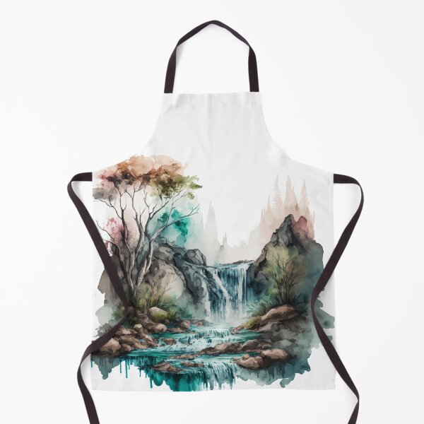 Item preview, Watercolor Nature Scene with Waterfall and Mountain Stream designed and sold by StephanieWard.