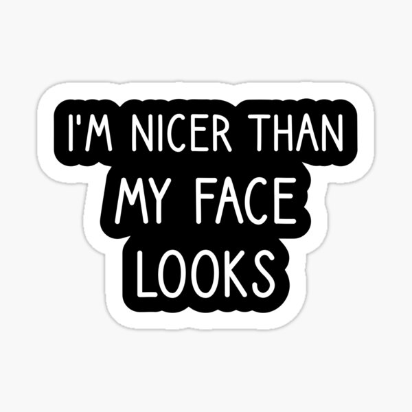 I'm Nicer Than My Face Looks Sticker, Sarcasm Stickers, Laptop Stickers, Water  Bottle Decals, Tumbler Stickers 