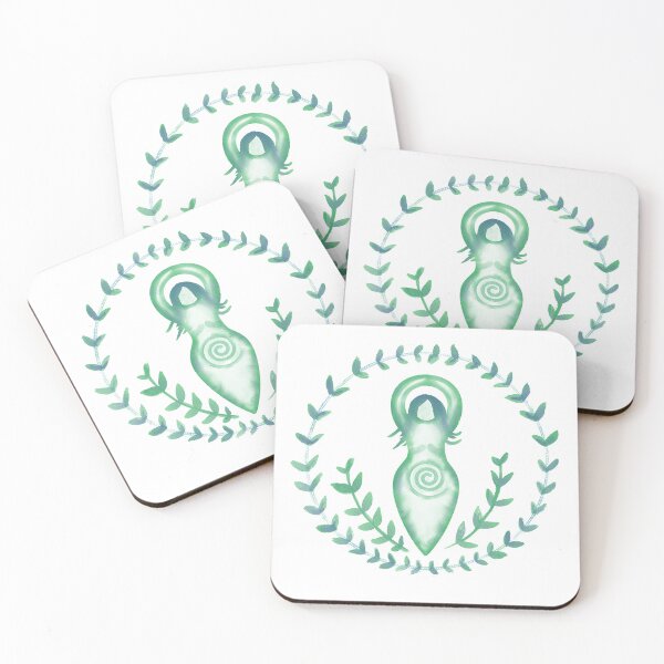 Item preview, Green goddess surrounded by leaves designed and sold by bluechalice.