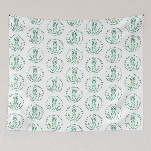 Item preview, Green goddess surrounded by leaves designed and sold by bluechalice.