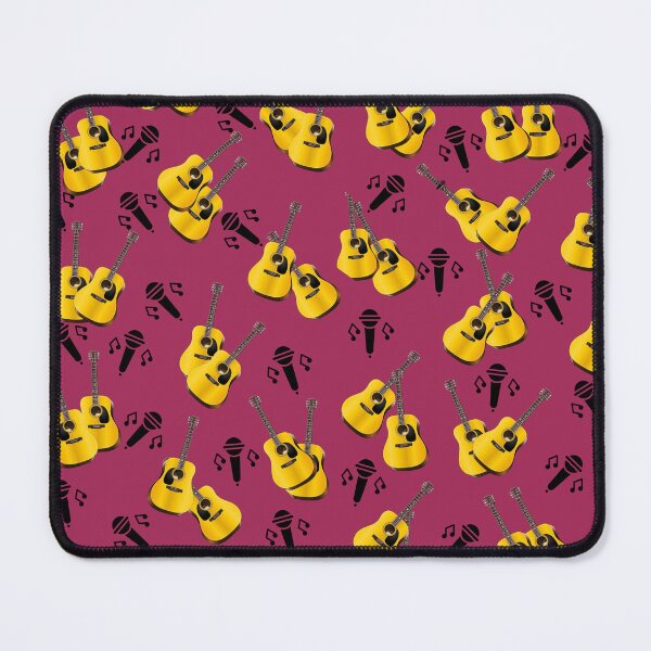 Item preview, Cute and colorful arty pink with yellow guitars  pattern  designed and sold by AngelinaCashArt.