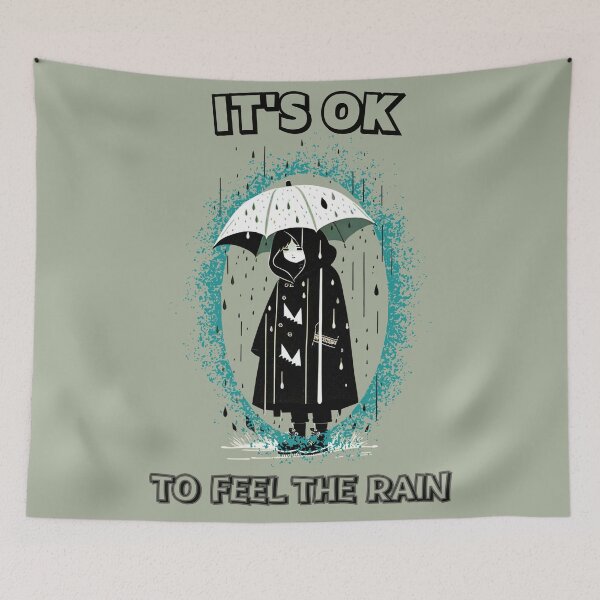 Item preview, It's ok to feel the rain Kawaii boy with umprella by CallisC Arts ⭐⭐⭐⭐⭐ designed and sold by CallisC-Arts.