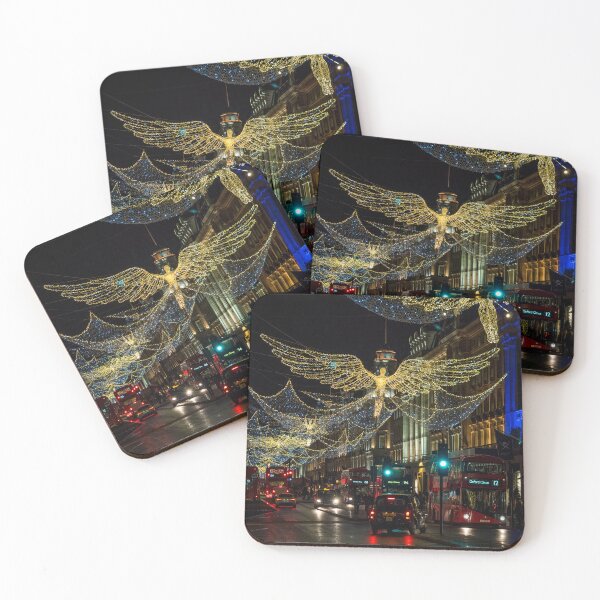 Item preview, Illuminated angels above Regent Street, London at night. designed and sold by bailey-cooper.