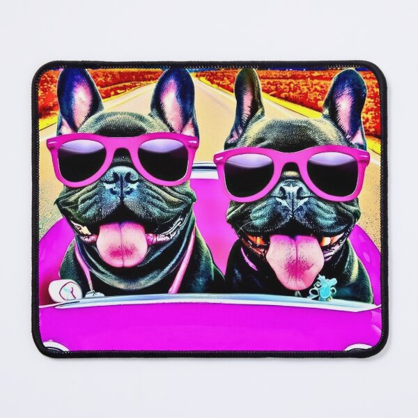 Item preview, French Bulldogs Driving Pink Car inpired by Barbie designed and sold by Pet-Z.