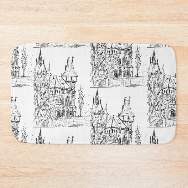 Item preview, Budapest, Vajdahunyad Castle Illustration - Black Version designed and sold by Lucie Jamais.
