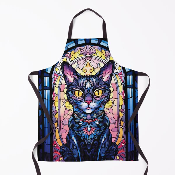 Item preview, stained glass cat fascinated mysterious cat designed and sold by Fernnieskillup.