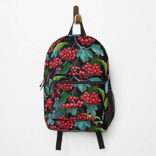 Item preview, botanical pattern with red berries of coral viburnum designed and sold by Hennagirl.