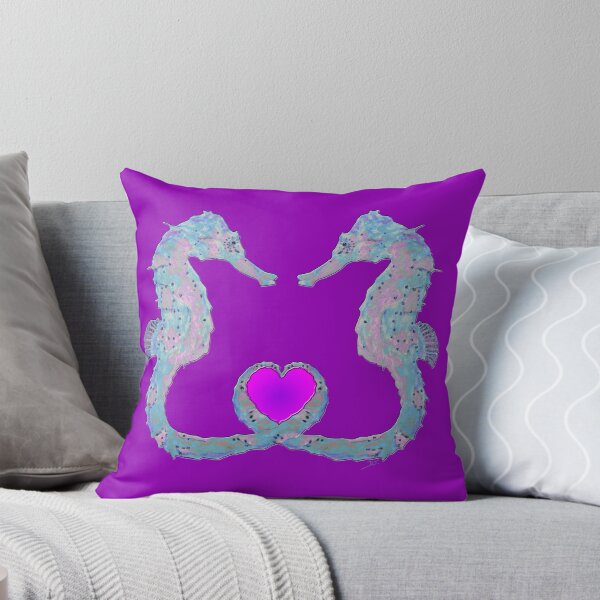 Seahorses in love Throw Pillow