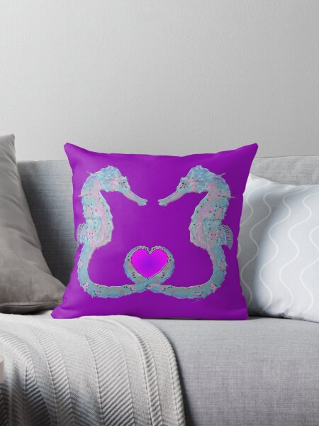 Seahorses in love Throw Pillow