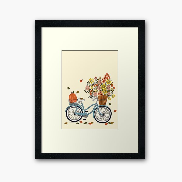 Vintage Bicycle With Autumn Flowers Framed Art Print