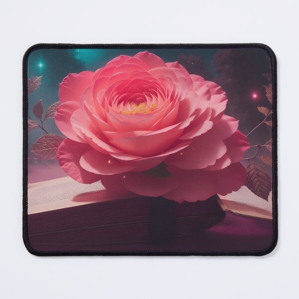 Item preview, Middlemist Red growing from a book in the style of dreamy and fairy-tale designed and sold by AI-Only Creations.