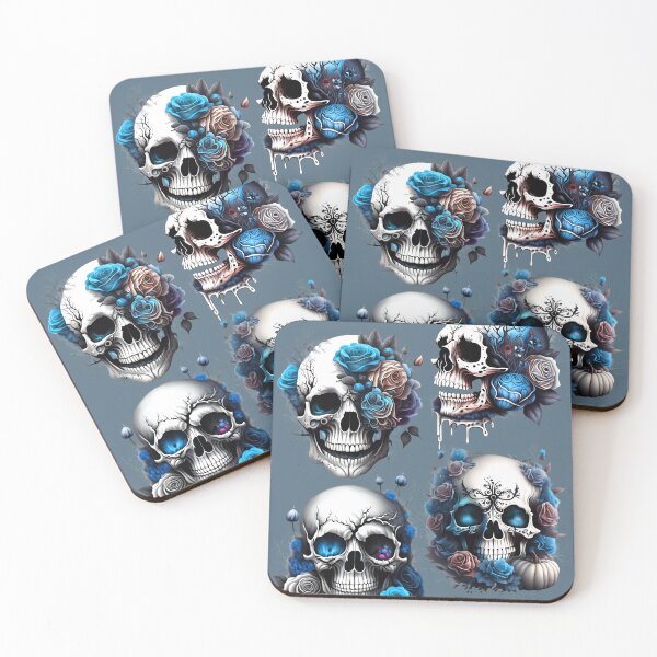 Item preview, SKULL - O - WEEN - HALLOWEEN SKULLS BLUE designed and sold by justyna-s28.