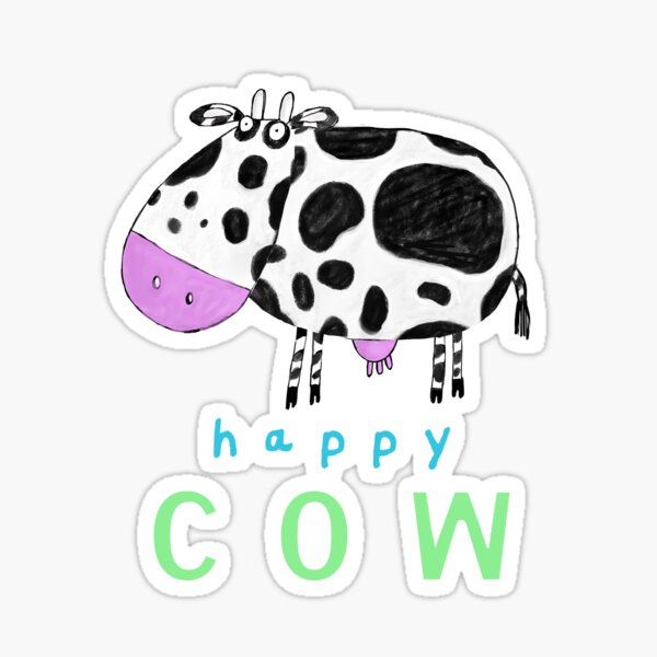 Happy Cow Illustrated By Artist Carla Daly Sticker