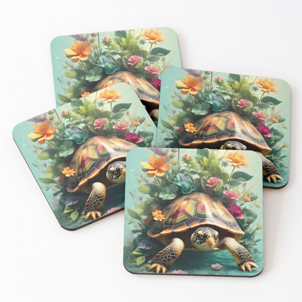 Item preview, Ultra Realistic Turtle with Vintage Floral Design designed and sold by Ceemko's Vintage Corner.