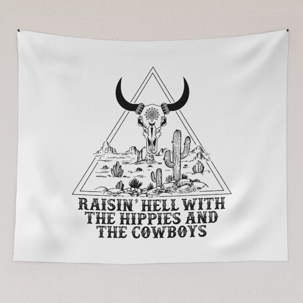 Item preview, Raisin' Hell With The Hippies And The Cowboys designed and sold by SebastiMatthiro.
