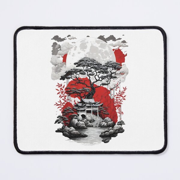 Item preview, Asian Temple Scene - Red and White Illustration designed and sold by Seneku-Design.