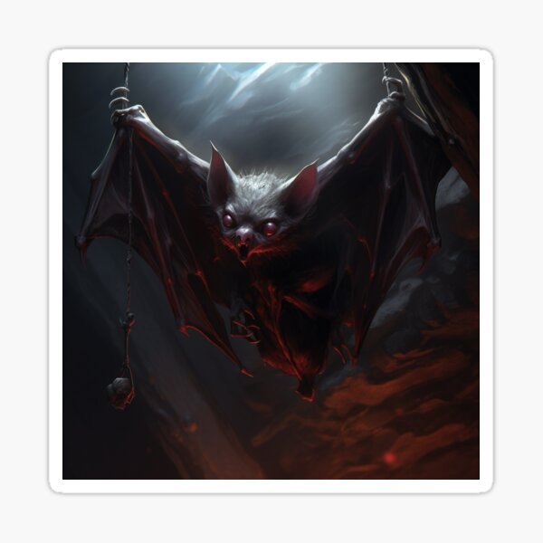 Item preview, Chauve-souris vampire sinistre suspendue tête en bas dans une grotte effrayante designed and sold by yourfavdraw.