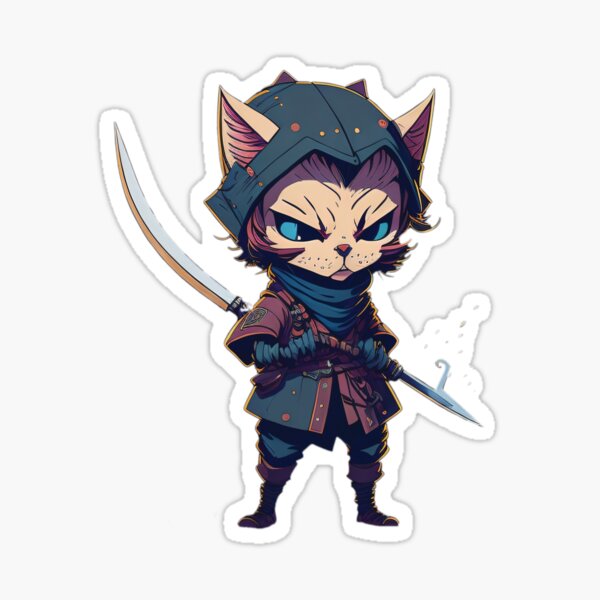 Item preview, Japanese Samurai Catana Cat Art - For Cat Lovers designed and sold by tharaka-merch.
