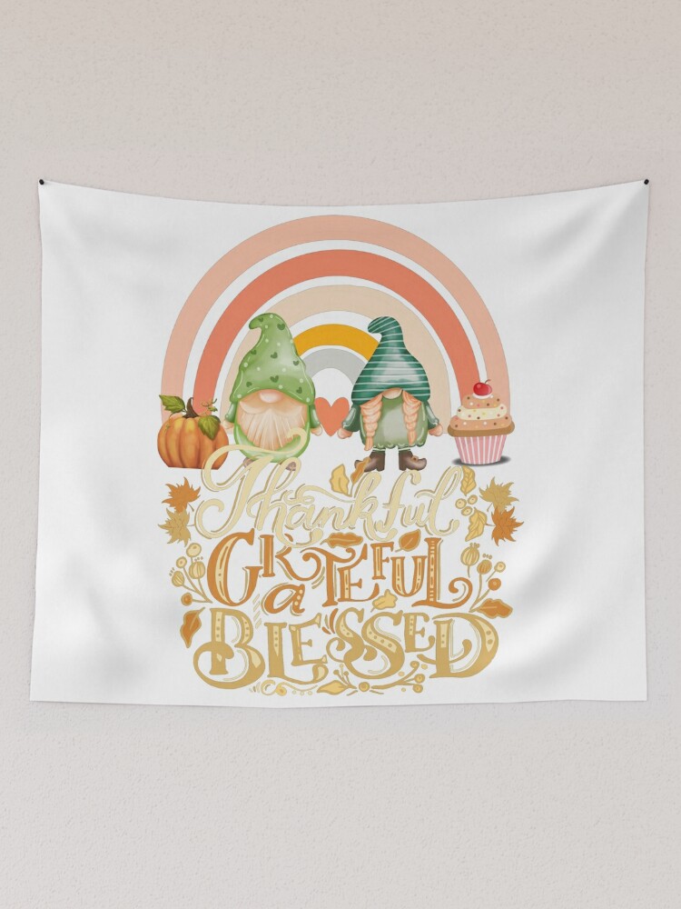 Disover Thankful Grateful Blessed Thanksgiving Day Tapestry