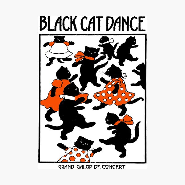 Item preview, Black Cat Dance Party, Charles Robinson Halloween Retro designed and sold by Pinkandfurryous.
