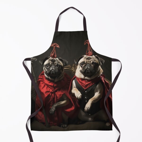 Item preview, Cute Costumed Pugs as Devils with Pitchforks designed and sold by yourfavdraw.