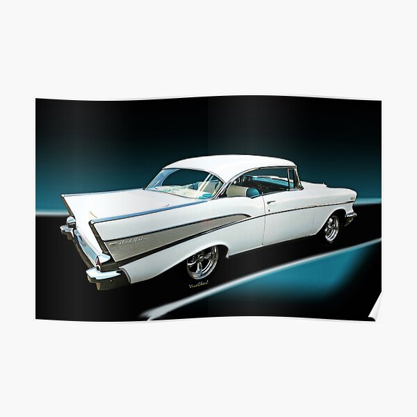 57 Chevy Bel-Air Hardtop in Silver and White Poster