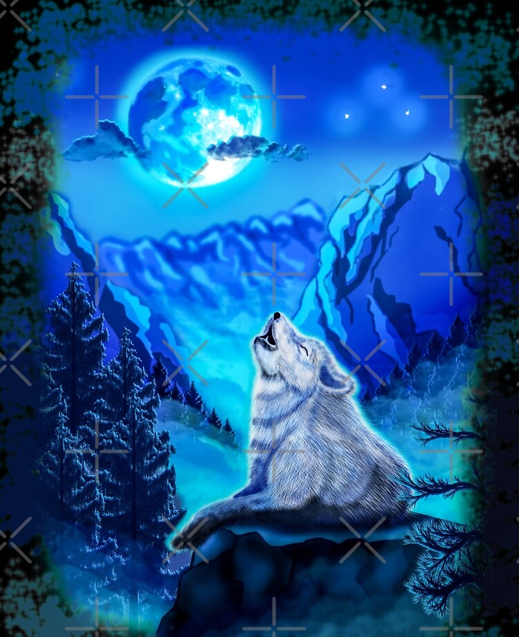 Wolf Wolf Howling At Moon Blue Moonlight Wolf Painting Wolf And Moon Ipad Case Skin By Romandigitalart Redbubble