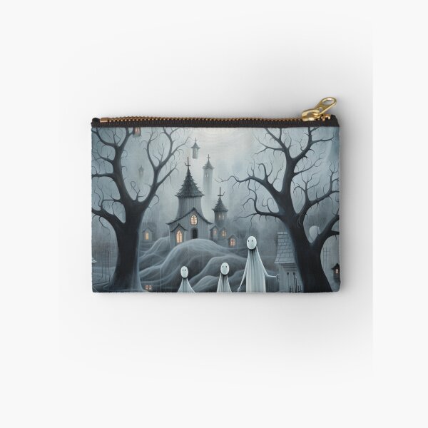 Item preview, Friendly ghost family flying over a foggy moonlit cemetery designed and sold by yourfavdraw.