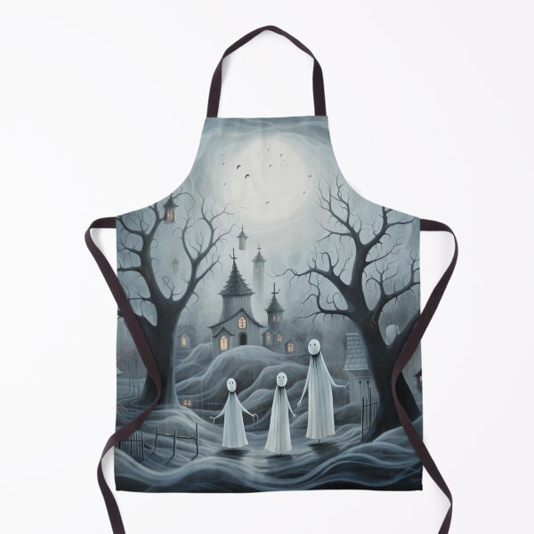 Item preview, Friendly ghost family flying over a foggy moonlit cemetery designed and sold by yourfavdraw.