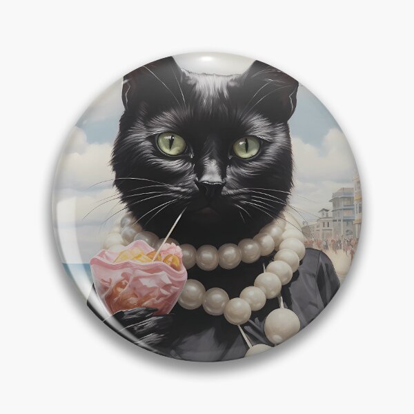 Item preview, Black Cat Wear Pearl Necklace Eating the Lollipop designed and sold by funhk.