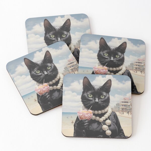 Item preview, Black Cat Wear Pearl Necklace Eating the Lollipop designed and sold by funhk.