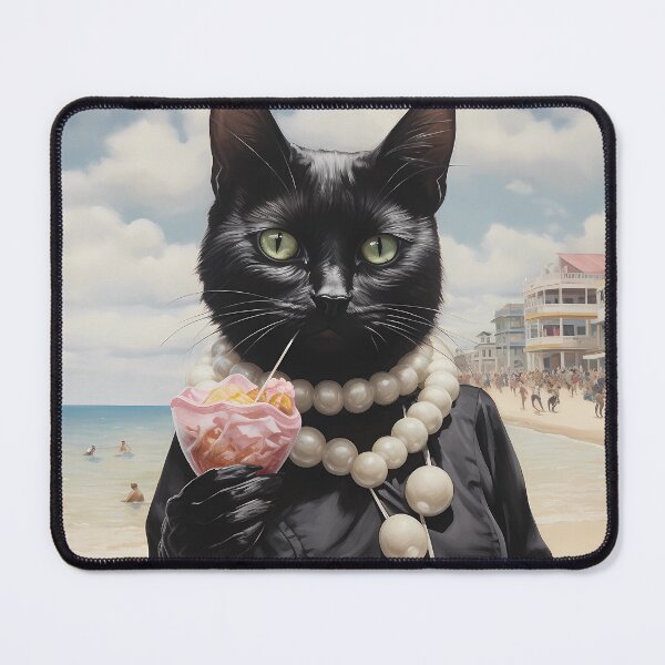 Item preview, Black Cat Wear Pearl Necklace Eating the Lollipop designed and sold by funhk.