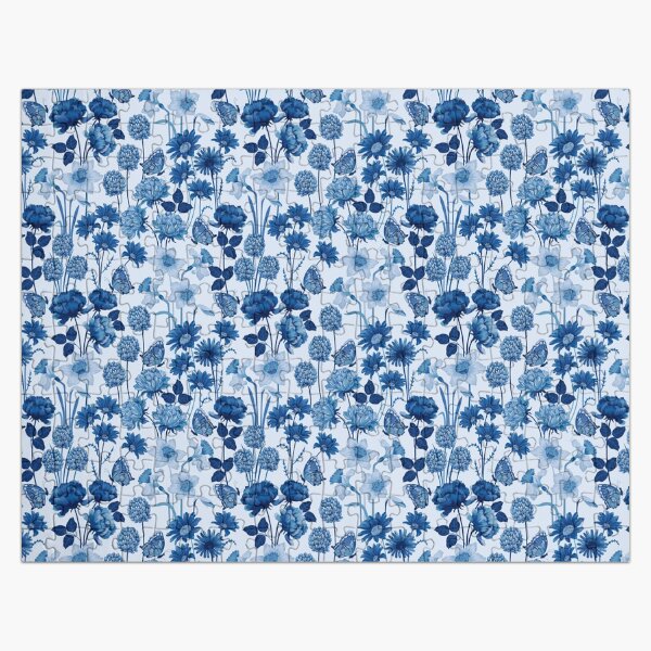 Spring Flowers in Blue Jigsaw Puzzle