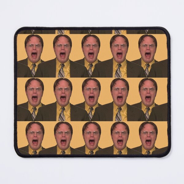 Item preview, Dwight Schrute The Office Repeat Pattern in Mustard Yellow Shirt Yelling designed and sold by GRAPHICxBOMB.