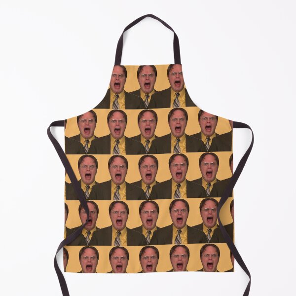 Item preview, Dwight Schrute The Office Repeat Pattern in Mustard Yellow Shirt Yelling designed and sold by GRAPHICxBOMB.