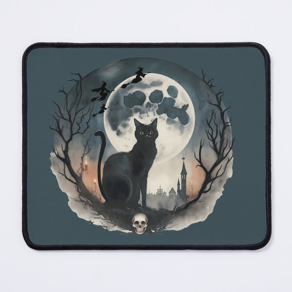 Item preview, Under the Witching Moon, Cute black cat with full moon and Halloween season designed and sold by Collagedream.